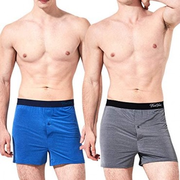 Feelvery Men's Cool Active Sporty Performance Knit Boxer Shorts Underwear (4 Pack) (Melange Large)