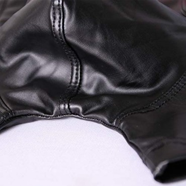 Gymskop Men's Sexy Leather Boxer Shorts Low Waist Trunks Button Closure Clubwear Short Shorts