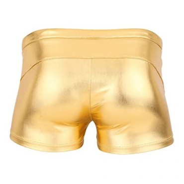 inlzdz Men's Drawstring Shiny Metallic Boxer Shorts Underwear Swimsuit Trunks Lounge Underpants