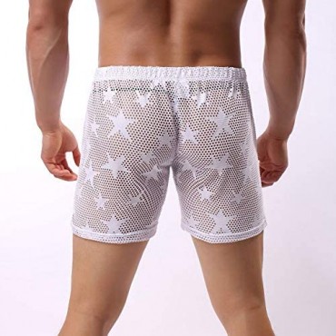 KAMUON Men's Sexy Mesh See Through Summer Beach Lounge Shorts Boxer Underwear