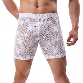 KAMUON Men's Sexy Mesh See Through Summer Beach Lounge Shorts Boxer Underwear