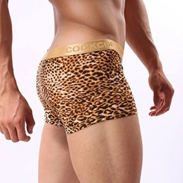 L'ASHER Mens Fashion Sexy Leopard Print U Convex Pouch Boxer Brief Underwear