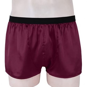 Lejafay Men's Shiny Loose Satin Boxer Shorts Sissy Panties Gay Underwear Lounge Short Pants