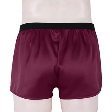 Lejafay Men's Shiny Loose Satin Boxer Shorts Sissy Panties Gay Underwear Lounge Short Pants