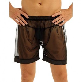 LiiYii Men's Mesh Sheer Boxer Shorts Loose Lounge Pants Underwear Beachwear