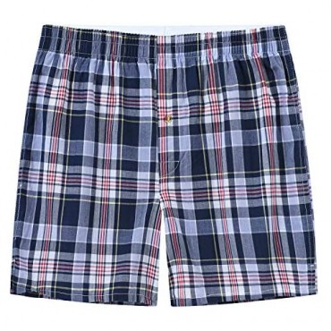 Mens Boxer Shorts Underwear Sleepwear 100% Cotton Plaid Tartan Open Fly Woven Classic Wear 3-Pack 6-Pack