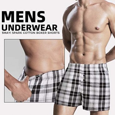 Men's Cotton Woven Boxer Shorts Colorful Mens Tartan Plaid Boxers Underwear for Men Pack