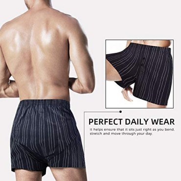 Men's Cotton Woven Boxer Shorts Colorful Mens Tartan Plaid Boxers Underwear for Men Pack