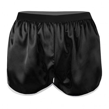 QinCiao Men's Satin Boxers Silk Loose Crossdress Underwear Sports Lounge Beach Shorts