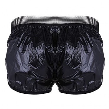 ranrann Men's Wet Look Boxer Briefs Swim Short Pants High Cut Underwear Waterproof Swimwear