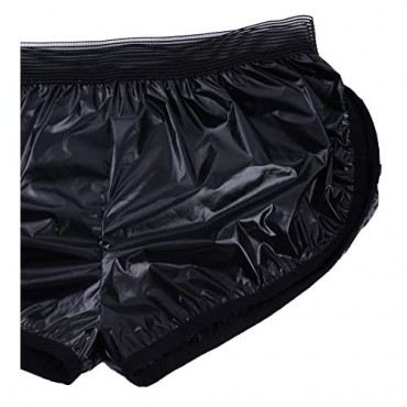 ranrann Men's Wet Look Boxer Briefs Swim Short Pants High Cut Underwear Waterproof Swimwear