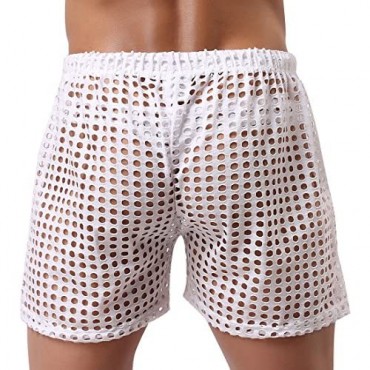 TiaoBug Mens Hollow Openwork Drawstring Lounge Underwear Boxer Shorts