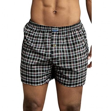 ToBeInStyle Men's Pack of 6 or 3 Classic Fit Tartan Plaid Boxers w/Button Fly