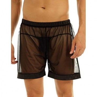 TSSOE Men's See-Through Mesh Boxer Shorts Trunks Underwear Undershorts Swimsuit