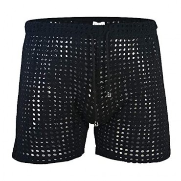 YUFEIDA Mens Hollow Openwork Drawstring Lounge Underwear Boxer Shorts Loose Bikini Trunks Multi Color