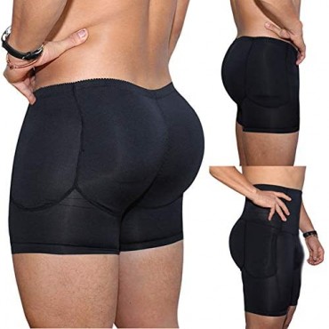 Dcohmch Men Black Brief Padded Butt Booster Enhancer Hip-up Boxer High Waist Skinny Panties Underwear