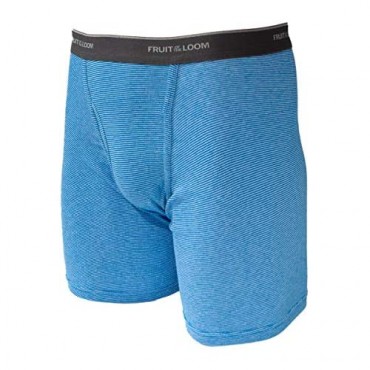 Fruit of the Loom 12 Pack Random Mens Underwear Underwear for Men Cotton Underwear Boxer Briefs with Fly Tag Free Blue