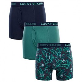 Lucky Brand Mens Lightweight Cotton Stretch Boxer Briefs Underwear (3 Pack)