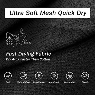 Mens Boxer Briefs Quick Dry Sport Boxer Briefs No Ride-up 6’’Athletic Mesh Performance Underwear with Fly for Men Pack