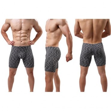 Men's No Ride Up Boxer Briefs Long Leg Underwear Trunks with Pouch