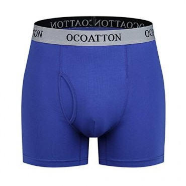 OCOATTON Men's Boxer Briefs Big and Tall Combed Cotton Underwear Open Fly 6-Pack