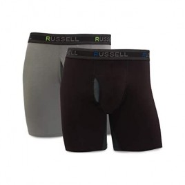 Russell Athletic Men's Cotton Performance UltraVent Comfort Stretch Boxer Briefs (2 Pack)