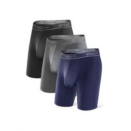 Separatec Men's Dual Pouch Underwear Micro Modal 8" Ultra Soft Comfort Fit Boxer Briefs 3 Pack