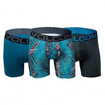 Volcom Mens Mesh Boxer Briefs 3 Pack Poly Spandex Performance Boxer Briefs Underwear