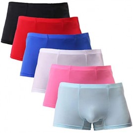 YuKaiChen Men's Trunks Underwear Silk Boxer Briefs Short Leg