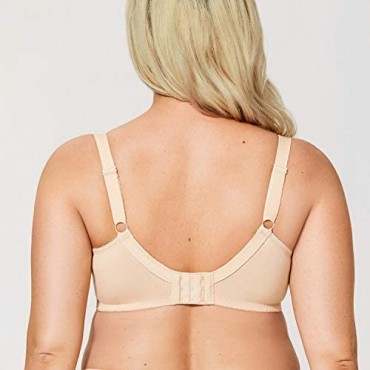 DELIMIRA Women's Plus Size Full Coverage Underwire Unlined Cotton Lace Bra Beige 38D
