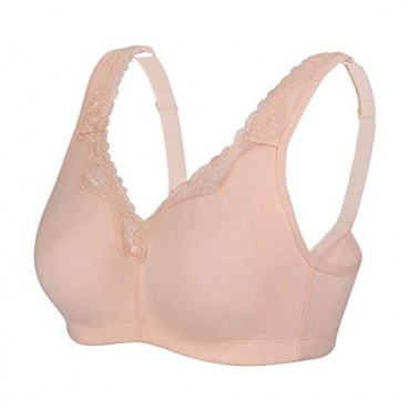 DotVol Women's Comfort Embroidered Lace Non Foam Wirefree Lift Cotton Everyday Bra