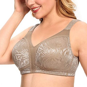 HANSCA Full Coverage Minimizer Wirefree Unlined Support Cotton Comfort Bra for Large Busted Women (Toffee 40D)