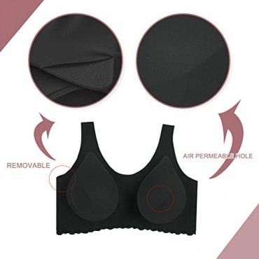 Maeau Women's Seamless Bra Wireless Sports Bras Comfort Sleep Revolution Daily Bralette with Removable Pads 3-Pack