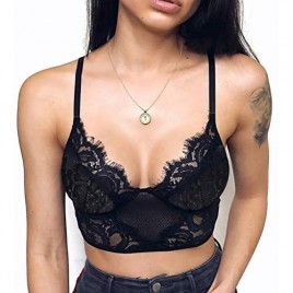 Sexy Women Vest Crop Lace Wire Free Bra Lingerie V-Neck Underwear Camisole