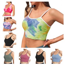 WUHOVILA Women’s Sports Bra Wirefree Padded Medium Support Yoga Bras for Running Workout Tank Tops