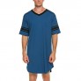 Ekouaer Men's Nightshirt  Cotton Nightwear Comfy Big&Tall V Neck Short Sleeve Soft Loose Pajama Sleep Shirt