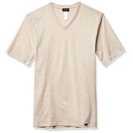 HANRO Men's Sporty Stripe Short Sleeve V-Neck Shirt