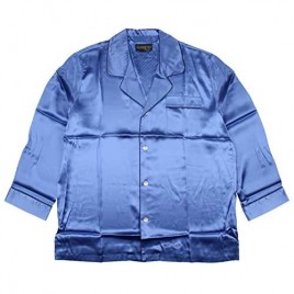 Intimo Mens Custom Silk Pajama Top Sleep Night Shirt X-Large Tall French Blue