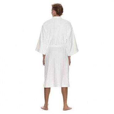 Boca Terry Mens Robe - Plush Kimono Bathrobe for Men - Thick & Warm Microterry Bathrobe - Medium/Large White