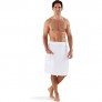 Boca Terry Mens Spa Wrap - White Waffle Bath Wrap for Sauna  Gym or Dorm - Medium  Large  2X