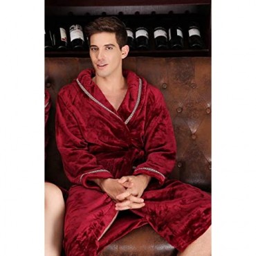 Borje Men's Fleece Robe Shawl Collar Bathrobe - Unisex