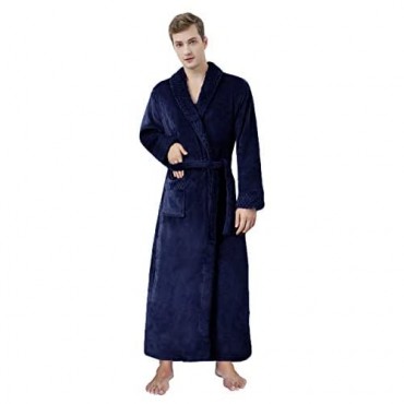 Fleece Robes For Men Long Plush Soft Warm Winter Robes Bathrobes for Men Lightweight