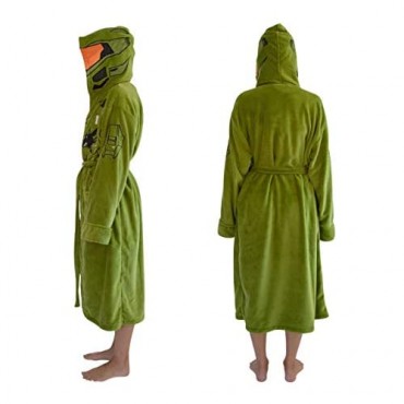 Halo Infinite Master Chief Hooded Bathrobe for Men And Women | Soft Plush Spa Robe | Lightweight Fleece Housecoat With Belted Tie | One Size Fits Most Adults