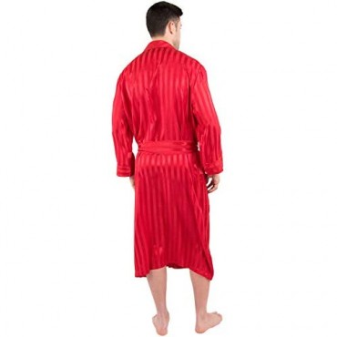 INTIMO Mens Satin Striped Silk Robe