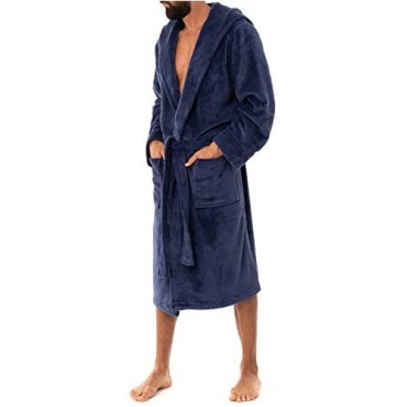 John Christian Men's Hooded Fleece Robe Navy
