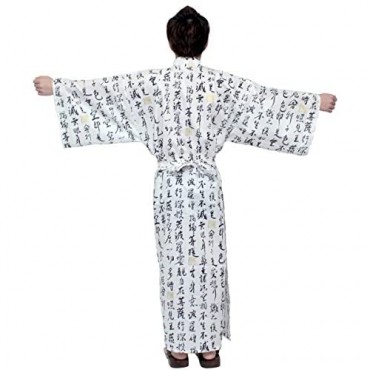 Kimono Japan Men's Easy Yukata Robe Straight Sleeves
