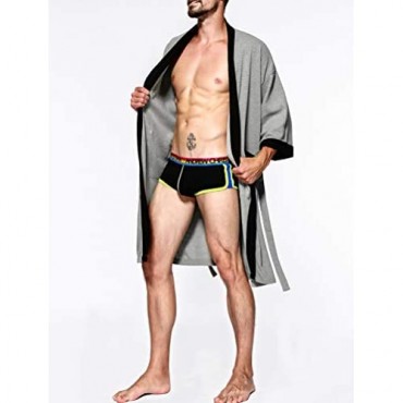 Lavnis Men's Lightweight Kimono Robe Casual Cotton Bathrobe Nightgown Long Sleeve Waffle Weave Sleepwear