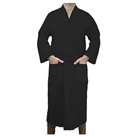 Lightweigh Robe Bathrobe Waffe Travel Robe for Mens and Womens Robe Large XLarge - Black