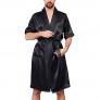 Lu's Chic Men's Satin Kimono Robe Silk Short Sleeves Summer Bathrobe Pockets Nightgown Robes