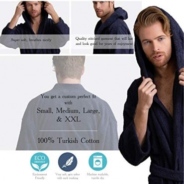 Men's Hooded Bathrobe Premium Turkish Cotton Cloth Comfortable Absorbent Terry Bath Robe